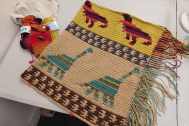 Dinosaur crochet blanket by Dr Luke Hepworth